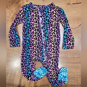 Bums and roses wild child multicolored leopard lisa frank 9-12mo bamboo footie